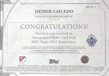 2022 Topps Renaissance MLS - Autographed Relics Gold #AR-DC3 Deiber Caicedo Back