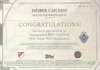 2022 Topps Renaissance MLS - Autographed Relics Gold #AR-DC4 Deiber Caicedo Back