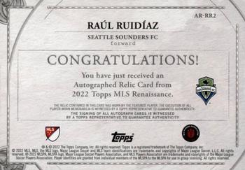 2022 Topps Renaissance MLS - Autographed Relics Gold #AR-RR2 Raul Ruidiaz Back