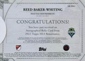 2022 Topps Renaissance MLS - Autographed Relics Gold #AR-RB3 Reed Baker-Whiting Back