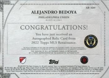 2022 Topps Renaissance MLS - Autographed Relics Ruby #AR-AB9 Alejandro Bedoya Back