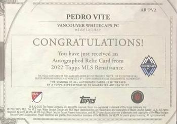 2022 Topps Renaissance MLS - Autographed Relics Ruby #AR-PV2 Pedro Vite Back