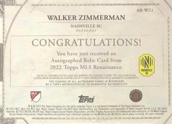 2022 Topps Renaissance MLS - Autographed Relics Ruby #AR-WZ1 Walker Zimmerman Back