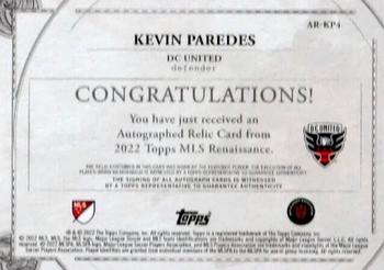2022 Topps Renaissance MLS - Autographed Relics Ruby #AR-KP4 Kevin Paredes Back