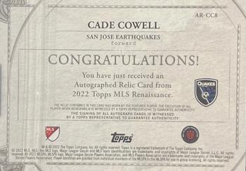 2022 Topps Renaissance MLS - Autographed Relics Platinum #AR-CC8 Cade Cowell Back