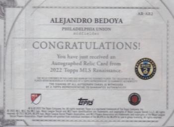 2022 Topps Renaissance MLS - Autographed Relics Platinum #AR-AB2 Alejandro Bedoya Back