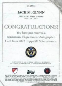 2022 Topps Renaissance MLS - Renaissance Engravement Autographs #EA-JM13 Jack McGlynn Back