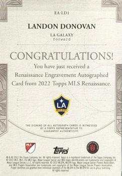 2022 Topps Renaissance MLS - Renaissance Engravement Autographs #EA-LD1 Landon Donovan Back