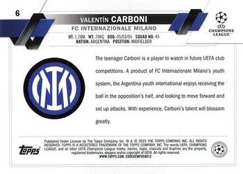 2022-23 Topps UEFA Club Competitions 1st Edition #6 Valentín Carboni Back
