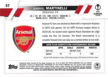 2022-23 Topps UEFA Club Competitions 1st Edition #57 Gabriel Martinelli Back