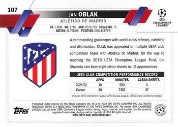2022-23 Topps UEFA Club Competitions 1st Edition #107 Jan Oblak Back