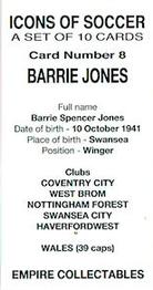 2023 Empire Collectables Icons of Soccer (Series 1) #8 Barrie Jones Back