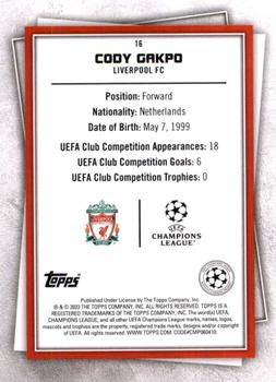 2022-23 Topps UEFA Club Competitions Superstars #16 Cody Gakpo Back