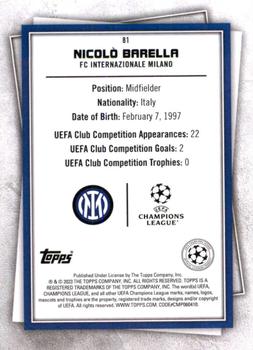 2022-23 Topps UEFA Club Competitions Superstars #81 Nicolò Barella Back