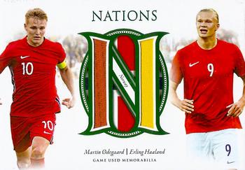 2022-23 Futera Unique World Football - Nations Duo Relics Emerald #NH16 Martin Ødegaard/Erling Haaland Front