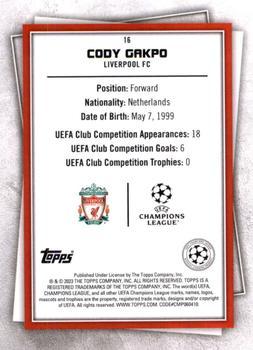 2022-23 Topps UEFA Club Competitions Superstars - Common Yellow #16 Cody Gakpo Back