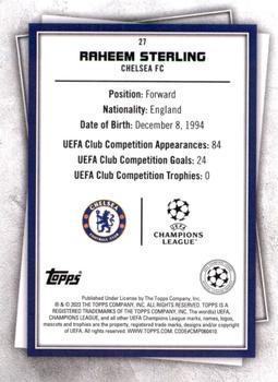 2022-23 Topps UEFA Club Competitions Superstars - Common Yellow #27 Raheem Sterling Back