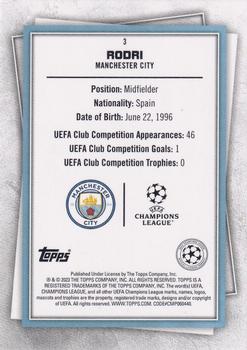2022-23 Topps UEFA Club Competitions Superstars - Common Yellow #3 Rodri Back