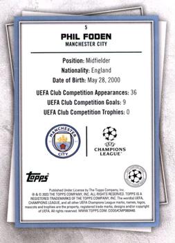 2022-23 Topps UEFA Club Competitions Superstars - Common Yellow #5 Phil Foden Back