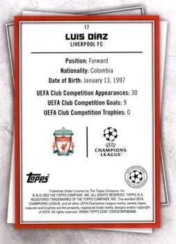 2022-23 Topps UEFA Club Competitions Superstars - Common Yellow #17 Luis Díaz Back