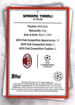 2022-23 Topps UEFA Club Competitions Superstars - Common Yellow #71 Sandro Tonali Back