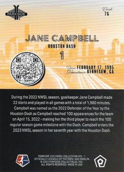 2023 Parkside NWSL Collection #76 Jane Campbell Back