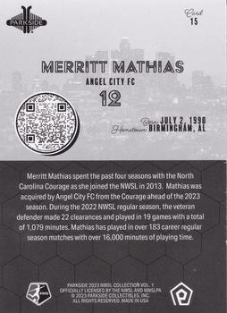2023 Parkside NWSL Collection - Black and White #15 Merritt Mathias Back
