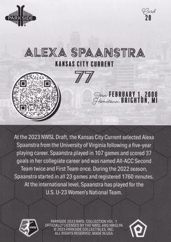 2023 Parkside NWSL Collection - Black and White #20 Alexa Spaanstra Back
