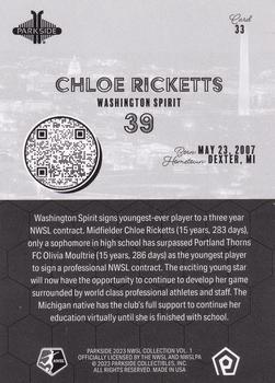 2023 Parkside NWSL Collection - Black and White #33 Chloe Ricketts Back