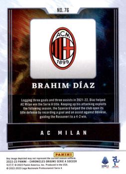 2022-23 Panini Chronicles - Origins Serie A #76 Brahim Diaz Back