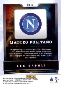 2022-23 Panini Chronicles - Origins Serie A #92 Matteo Politano Back