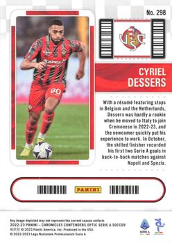 2022-23 Panini Chronicles - Contenders Optic Rookie Ticket Serie A #298 Cyriel Dessers Back