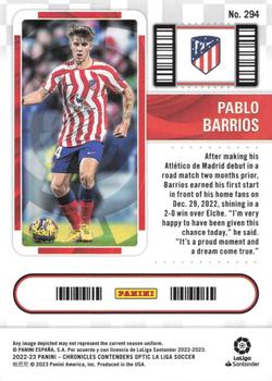 2022-23 Panini Chronicles - Contenders Optic Rookie Ticket La Liga #294 Pablo Barrios Back