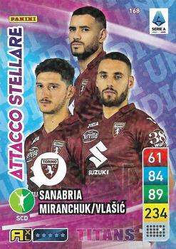2023 Panini Adrenalyn XL Calciatori Titans #168 Aleksei Miranchuk / Antonio Sanabria / Nikola Vlašić Front