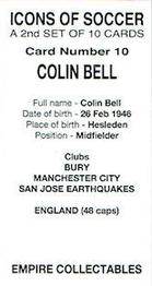 2023 Empire Collectables Icons of Soccer (Series 2) #10 Colin Bell Back