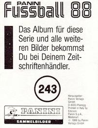 1987-88 Panini Fussball 88 Stickers #243 Lothar Matthaus Back