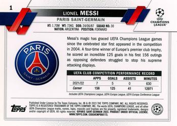 2022-23 Topps Chrome UEFA Club Competitions #1 Lionel Messi Back