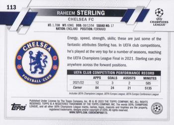 2022-23 Topps Chrome UEFA Club Competitions #113 Raheem Sterling Back