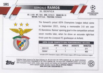 2022-23 Topps Chrome UEFA Club Competitions #181 Gonçalo Ramos Back