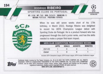 2022-23 Topps Chrome UEFA Club Competitions #194 Rodrigo Ribeiro Back