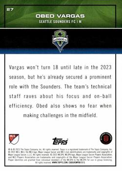 2023 Topps MLS #27 Obed Vargas Back