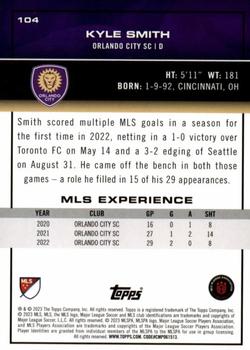 2023 Topps MLS #104 Kyle Smith Back
