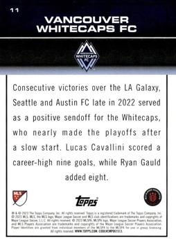 2023 Topps MLS - Blue Foil #11 Vancouver Whitecaps FC Back