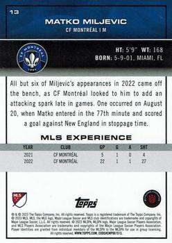 2023 Topps MLS - Blue Foil #13 Matko Miljevic Back