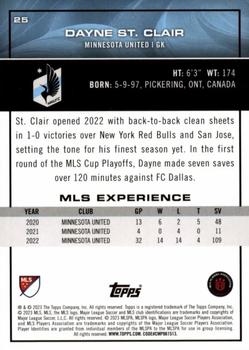 2023 Topps MLS - Blue Foil #25 Dayne St. Clair Back