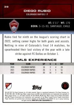 2023 Topps MLS - Blue Foil #39 Diego Rubio Back