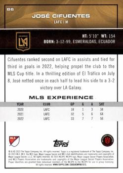 2023 Topps MLS - Blue Foil #86 José Cifuentes Back