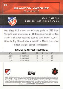 2023 Topps MLS - Blue Foil #92 Brandon Vazquez Back