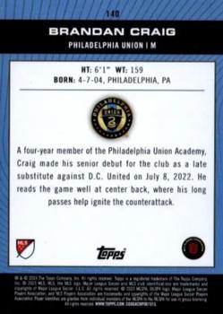 2023 Topps MLS - Blue Foil #140 Brandan Craig Back