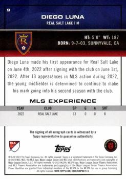 2023 Topps MLS - Base Autographs Red Foil #9 Diego Luna Back